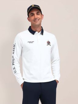 U.S. POLO ASSN. - White Solid/Plain Collar Neck Polo T-Shirt