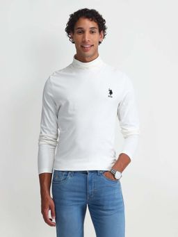U.S. POLO ASSN. - White Solid/Plain Turtle Neck T-Shirt