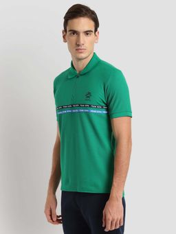 U.S. POLO ASSN. - Green Solid/Plain Collar Neck Polo T-Shirt