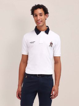 U.S. POLO ASSN. - White Solid/Plain Collar Neck Polo T-Shirt