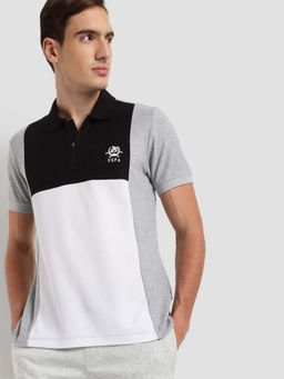 U.S. POLO ASSN. - Grey Colorblock Collar Neck Polo T-Shirt