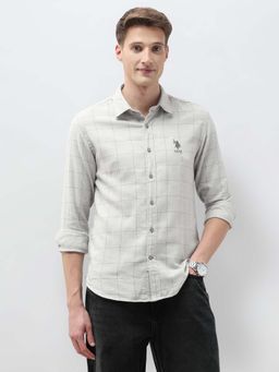 U.S. Polo Assn. Denim Co. - Grey Checks Collar Neck Shirt