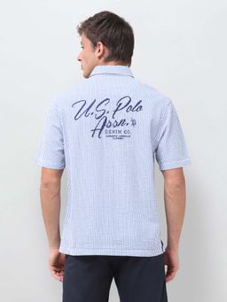 U.S. Polo Assn. Denim Co. - Blue Stripes Collar Neck Shirt