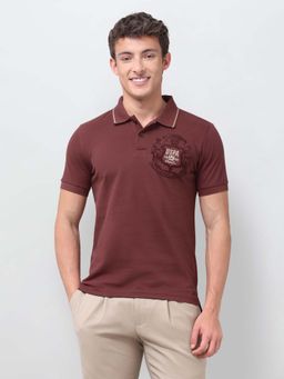 U.S. Polo Assn. Denim Co. - Brown Solid/Plain Collar Neck Polo T-Shirt