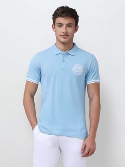 U.S. Polo Assn. Denim Co. - Blue Solid/Plain Collar Neck Polo T-Shirt