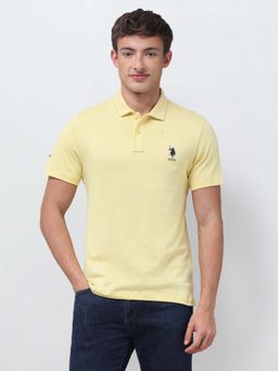 U.S. Polo Assn. Denim Co. - Yellow Solid/Plain Collar Neck Polo T-Shirt