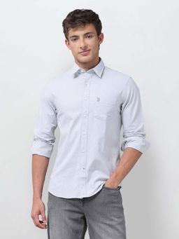 U.S. POLO ASSN. - Grey Stripes Collar Neck Shirt