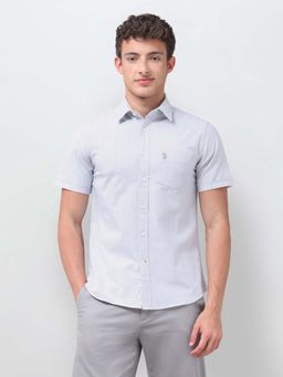 U.S. POLO ASSN. - Grey Stripes Collar Neck Shirt