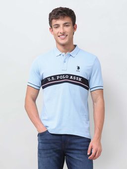U.S. POLO ASSN. - Blue Embroidered Collar Neck Polo T-Shirt