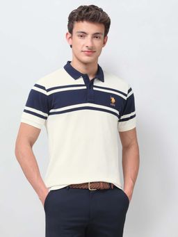 U.S. POLO ASSN. - White Colorblock Collar Neck Polo T-Shirt