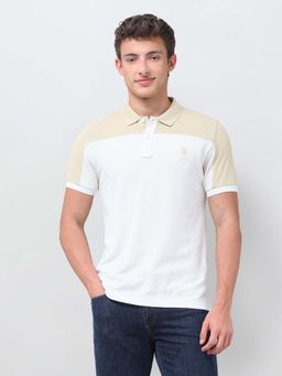 U.S. POLO ASSN. - White Colorblock Collar Neck Polo T-Shirt