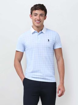 U.S. POLO ASSN. - Blue Checks Collar Neck Polo T-Shirt