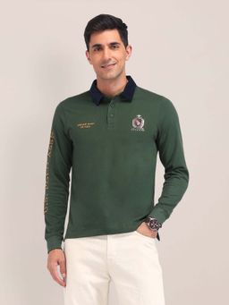 U.S. POLO ASSN. - Olive Solid/Plain Collar Neck Polo T-Shirt