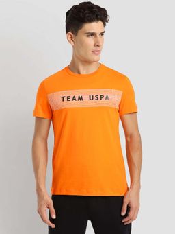 U.S. POLO ASSN. - Orange Printed Crew Neck T-Shirt