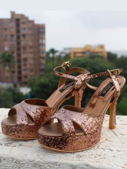 MIRAKI - Bronze Antique Shimmer Lift Heels