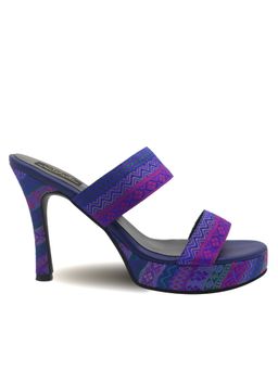 MIRAKI - Blue Brocade Heels with Lift