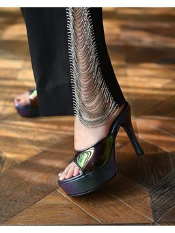 MIRAKI - Green Holographic High Platform Heels