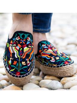 PARIPARI - Multi-Color Diego Chic Charcoal Haut Espadrilles Style Mules