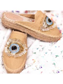 PARIPARI - Womania Glar Sand Haut Espadrilles Style Mules