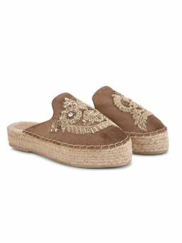 PARIPARI - Gold Haut Ottoman Espadrilles Style Mules