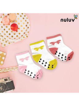 Nuluv - Infant Girl Anti-Skid Cotton Baby Socks (Pack of 3)