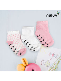 Nuluv - Infant Girl Anti-Skid Cotton Baby Socks (Pack of 3)
