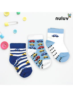 Nuluv - Infant Boy Anti-Skid Cotton Baby Socks (Pack of 3)