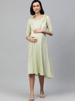 Swishchick - Liva Green Printed Maternity Dress