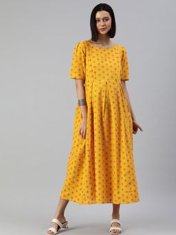 Swishchick - Yellow Cotton Maternity Dress