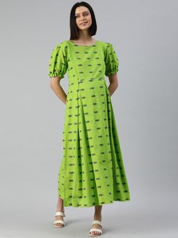 Swishchick - Green Cotton Maternity Dress