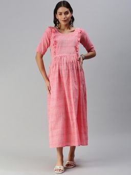 Swishchick - Pink Cotton Maternity Dress