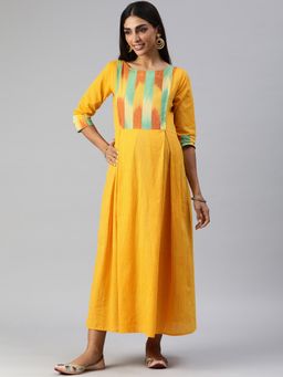 Swishchick - Yellow Ikat Patch Maternity Dress