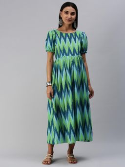 Swishchick - Green Ikat Cotton Maternity Dress