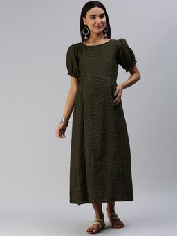 Swishchick - Black Cotton Jacquard Maternity Dress