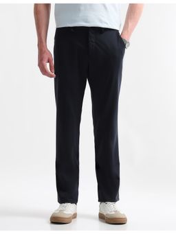 Arrow Newyork - Men Navy Blue Solid Super Slim Pant