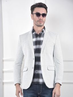 CRIMSOUNE CLUB - Men Textured Single-Breasted Grey Blazer