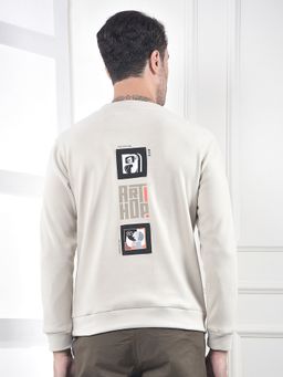 CRIMSOUNE CLUB - Men Beige Graphic Print Sweatshirt