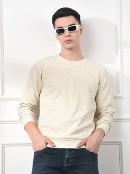 CRIMSOUNE CLUB - Men Beige Typographic Sweatshirt