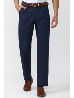 Van Heusen - Men Navy Textured Regular Fit Trouser