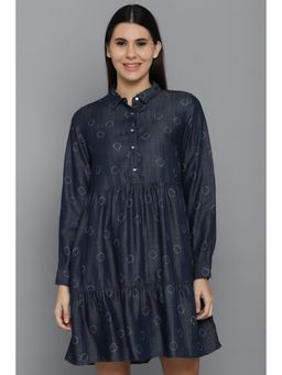 Allen Solly - Navy Blue Collar Neck Printed Dresses