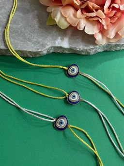 Digital Dress Room - Beautiful Diamond Rakhi Evil Eye Charm Thread Rakhi (Pack of 3)
