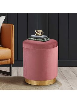 HomeTown - Barrel Fabric Ottomans in Blush Colour