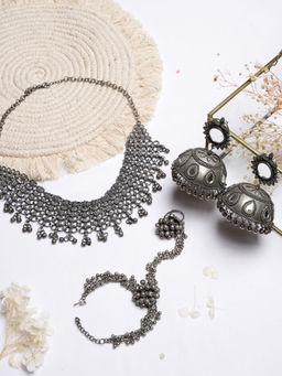 Teejh - by Joker and Witch Meha Silver Oxidised Jewelry Gift Set