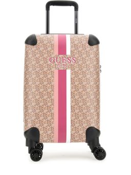 Guess - Taupe Logo Printed Wilder 18 In 8-Wheeler Trolley Bag