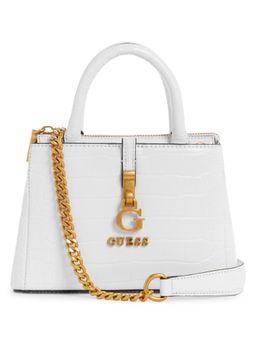 Guess - White Textured James Mini Satchel Bag With Detachable Strap