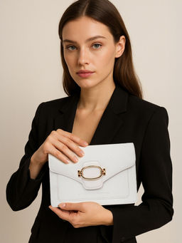 United Colors of Benetton - Women Cosima PU Sling Bag With Detachable Strap - White