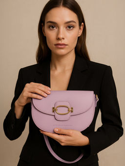 United Colors of Benetton - Women Lusia Pebbled PU Sling Bag With Detachable Strap - Purple