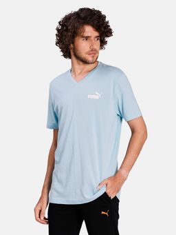 Puma - Ess+ V Neck Mens Blue T-shirt