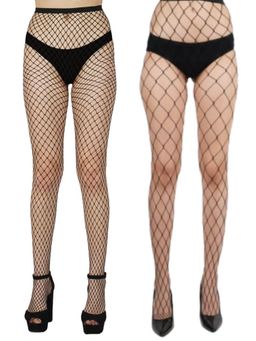 NEXT2SKIN - Women's Fishnet Mesh Pantyhose Stockings Black, LargeNet-XLargeNet (Pack of 2)