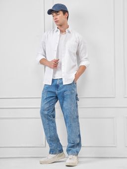 HIGHLANDER - Men White Cotton Blend Slim Fit Shirt
